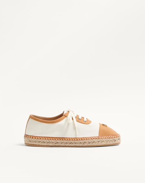 Valentino Garavani - Palm Avenue Espadrilles Aus Canvas Und Büffelleder - Elfenbein - Mann - Loafers Und Drivers